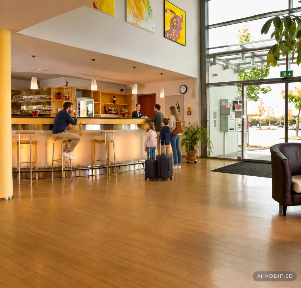 Lobby mit Check-in-Tresen des EuroHotel Günzburg